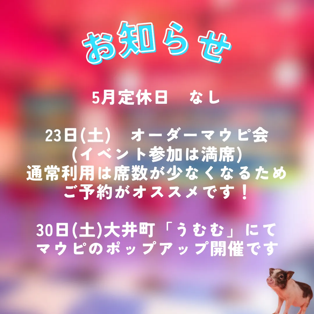 5月の定休日のお知らせ✨